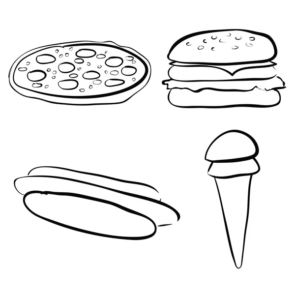 Doodle del fast food — Vettoriale Stock