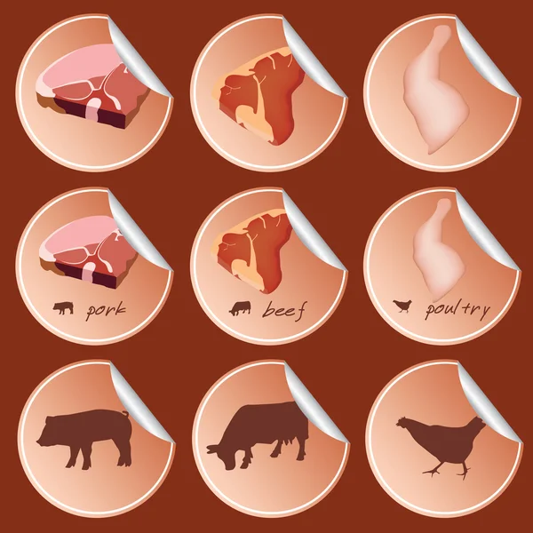 Kött klistermärken — Stock vektor