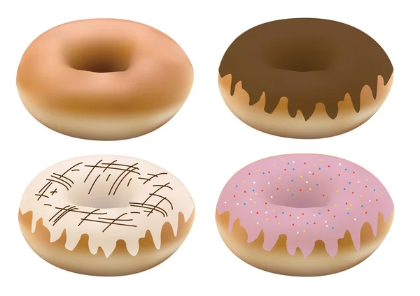 四个甜甜圈 — 图库矢量图片