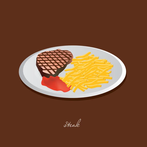 Steak aux chips — Image vectorielle