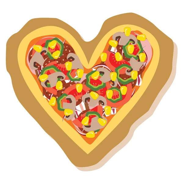 Hjärtat pizza — Stock vektor