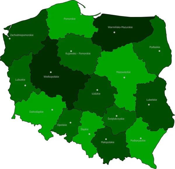 Vetor mapas de Polônia — Vetor de Stock