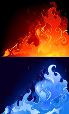 Red and blue flames clipart