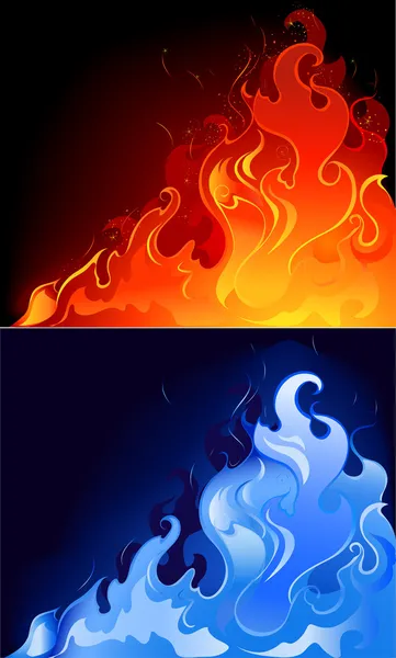 Merah dan biru api - Stok Vektor