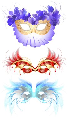 Carnival masks with feathers clipart