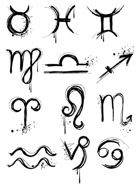 Символы Зодиака, окрашенные краской — стоковый вектор