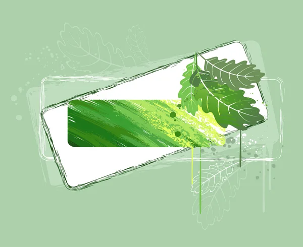 Banner verde con hojas de roble — Vector de stock