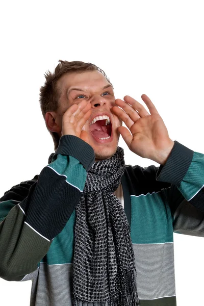 Mladý muž křičí — Stock fotografie