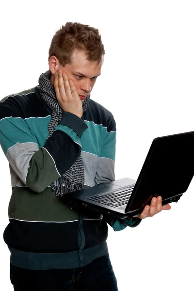 ノートパソコンを持った男 ストック画像