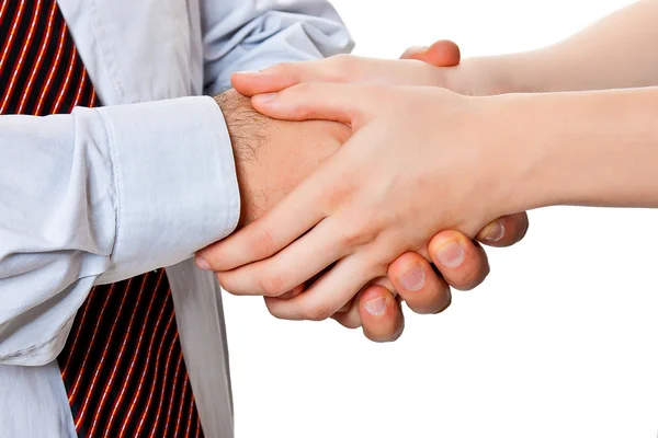 Handshake between a man and a woman — Stock Photo, Image
