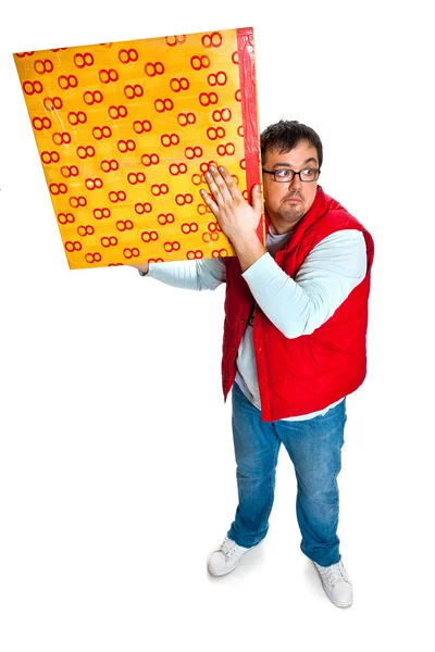 Άνθρωπος με ένα ταχυδρομικό κουτί — Φωτογραφία Αρχείου
