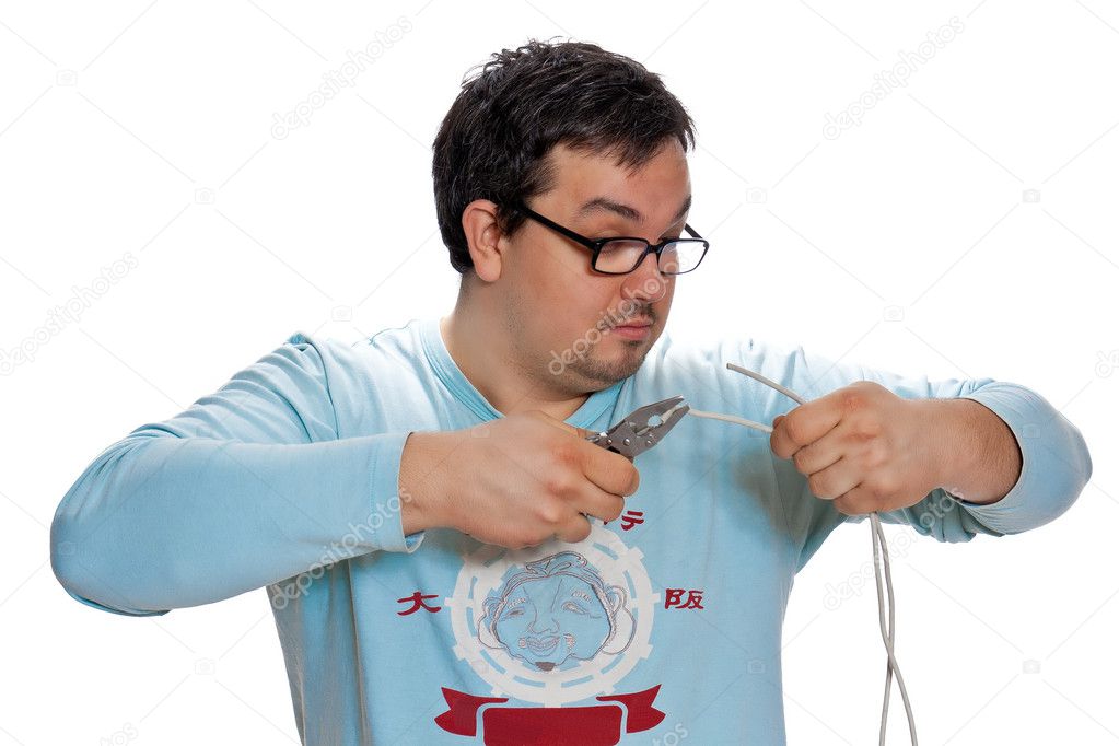 Man posing electrician