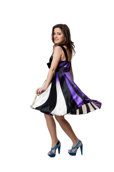 Taniec w sukienka fiolet — Zdjęcie stockowe