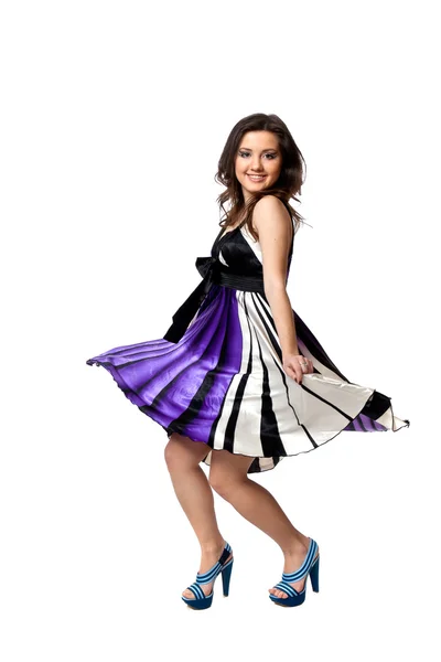 Dancing in violet dress — Stock Photo, Image