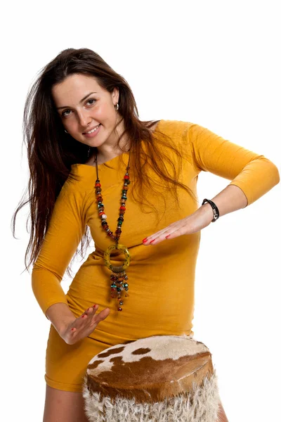 Дівчина з барабаном — стокове фото