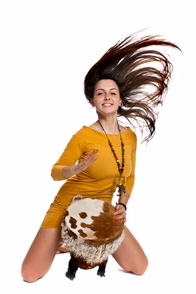 Flickan med trumma — Stockfoto