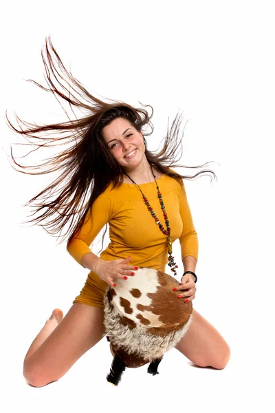 Девушка с барабаном — стоковое фото