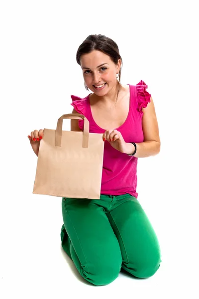 A girl and a fast-food — Stock Photo, Image