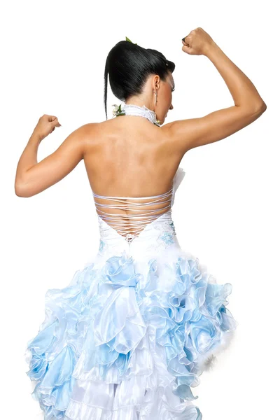 Athlete showing her biceps and posing — Stock Photo, Image