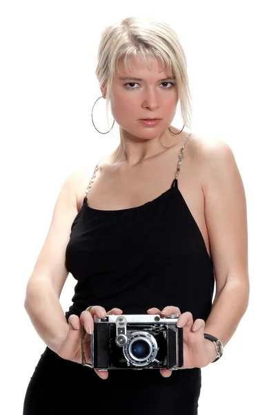 Mulher fotógrafa — Fotografia de Stock