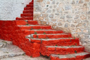 Red staircase clipart