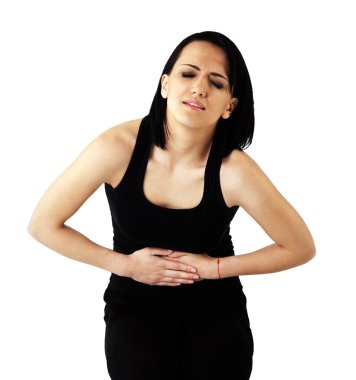 Woman stomachache pain clipart