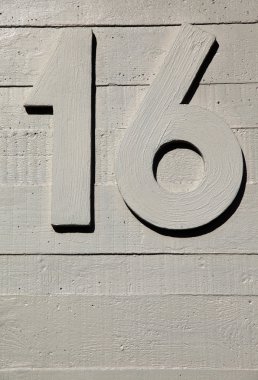 Number sixteen concrete wall clipart