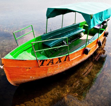 Taxi boat in Ohrid Macedonia clipart