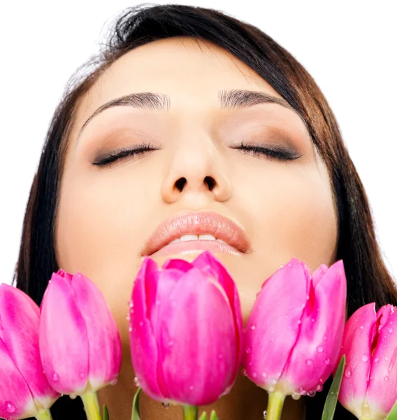 Female face tulips — Stock Photo, Image
