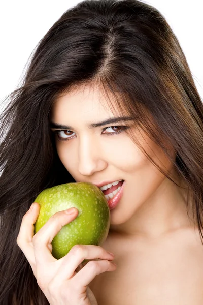 섹시 한 여자 사과 — 스톡 사진