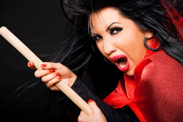 Witch broom screaming — Stock Photo, Image