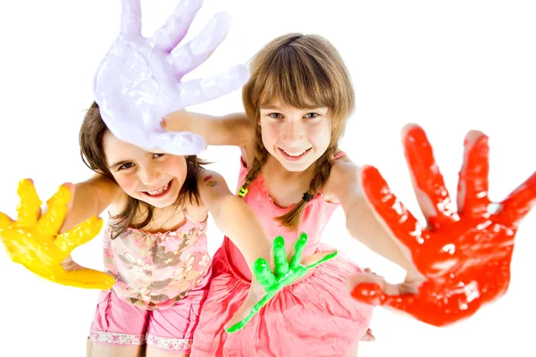 Girls painted hands — Stock Photo, Image