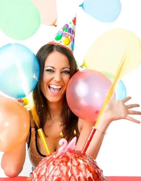 Female celebrating birthday — Stock Photo, Image