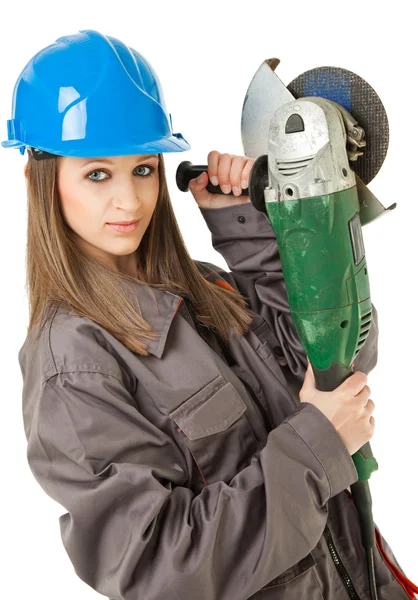 Female worker grinder — Stock Photo, Image