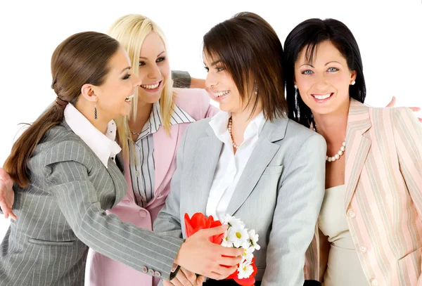 Opwinding zakenvrouwen knuffelen — Stockfoto