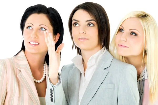 Team businesswomen looking up — Stock Photo, Image