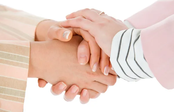 Teplé ženského podnikání handshake — Stock fotografie