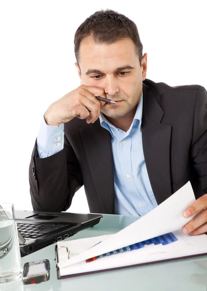 Businessman reading documents — Stock Photo, Image