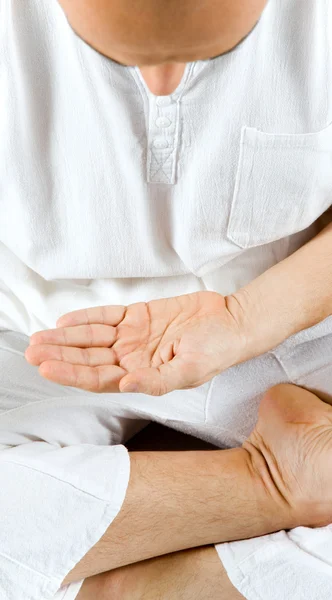 Man meditating hand — Stock Photo, Image