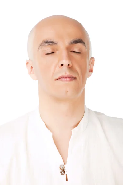 Rosto careca meditação masculina — Fotografia de Stock