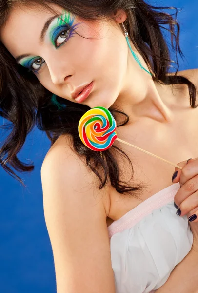 Kvinna lollipop — Stockfoto