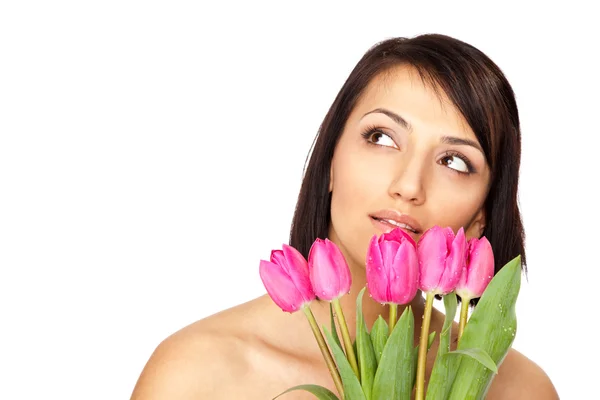 Ženské hospodářství tulipány — Stockfoto