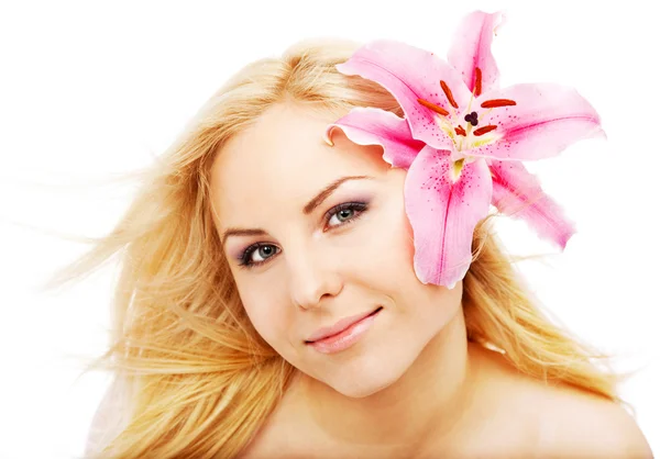 Clean female face lilium — Stock Photo, Image