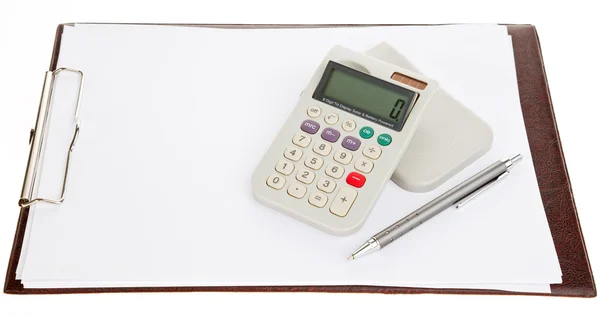 stock image Calculator pen and a blank sheet