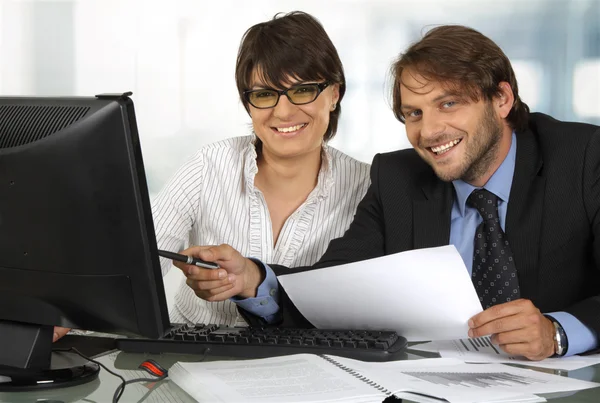 Smiling business working — Stock Photo, Image