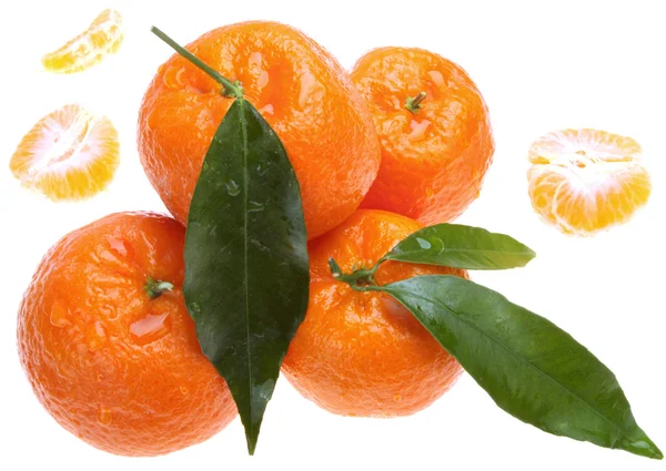 Tangeriner med gröna blad — Stockfoto