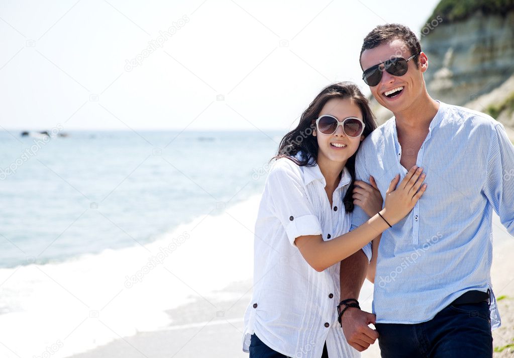 Happy couple beach