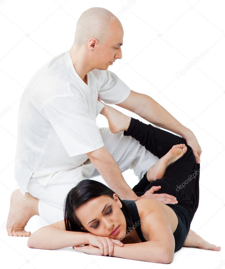 Woman therapist thai massage