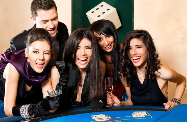 WINING Blackjack gelukkig groep — Stockfoto