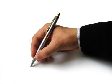 Hand with pen clipart